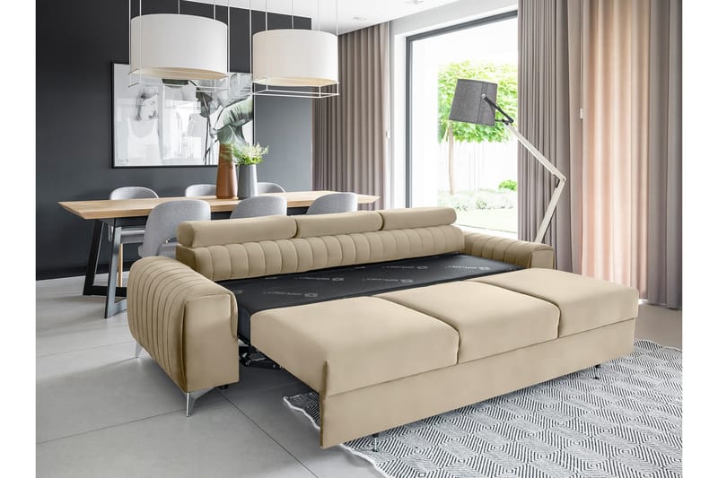 Laurece Bäddsoffa 3-sits - Beige - Möbler - Soffa - Bäddsoffa - 3 sits bäddsoffa