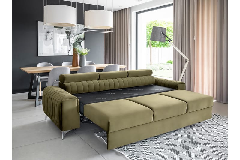 Laurece Bäddsoffa 3-sits - Grön - Möbler - Soffa - Bäddsoffa - 3 sits bäddsoffa