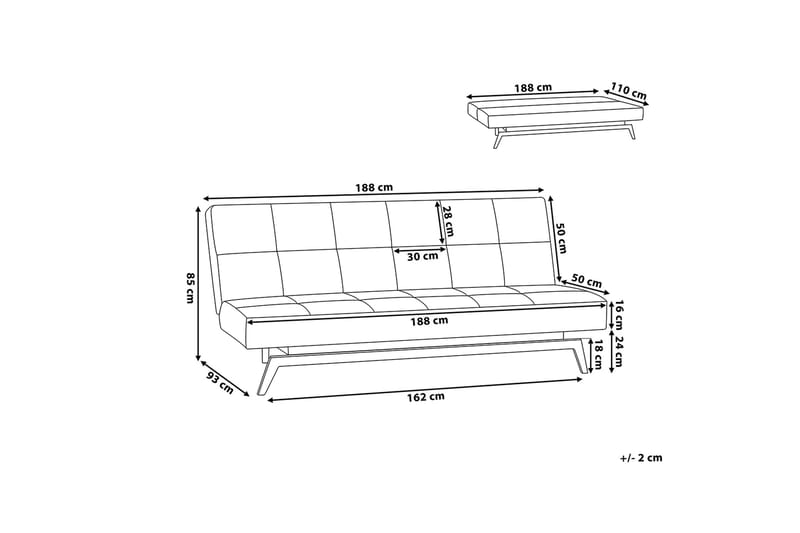 Leeds Bäddsoffa 188 cm - Flerfärgad - Möbler - Soffa - Bäddsoffa - 3 sits bäddsoffa