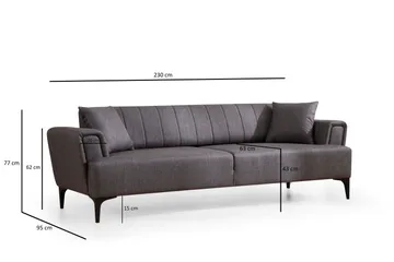 Lilesville 3-sits Bäddsoffa - Mörkgrå - Möbler - Soffa - Bäddsoffa - 3 sits bäddsoffa