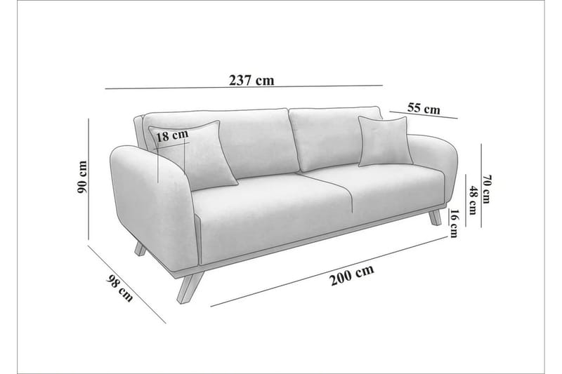 Malkiat Bäddsoffa - Antracit - Möbler - Soffa - Bäddsoffa - 3 sits bäddsoffa