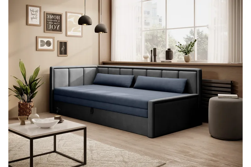 Mansuri 3-sits Bäddsoffa med Förvaring - Grå - Möbler - Soffa - Bäddsoffa - 3 sits bäddsoffa