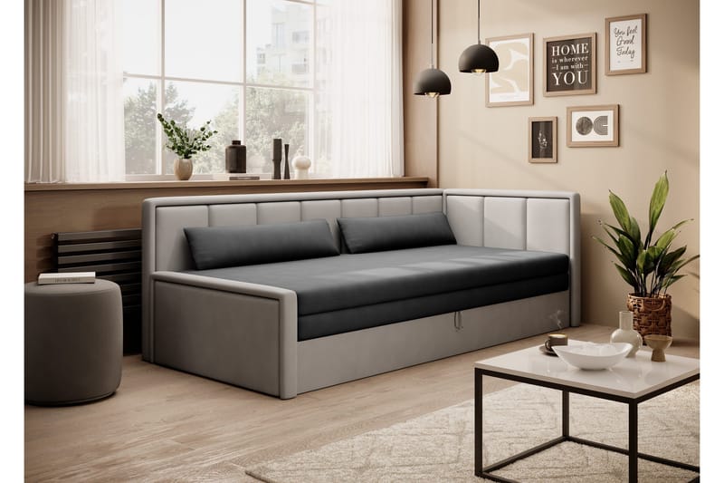 Mansuri 3-sits Bäddsoffa med Förvaring, Ljusgrå