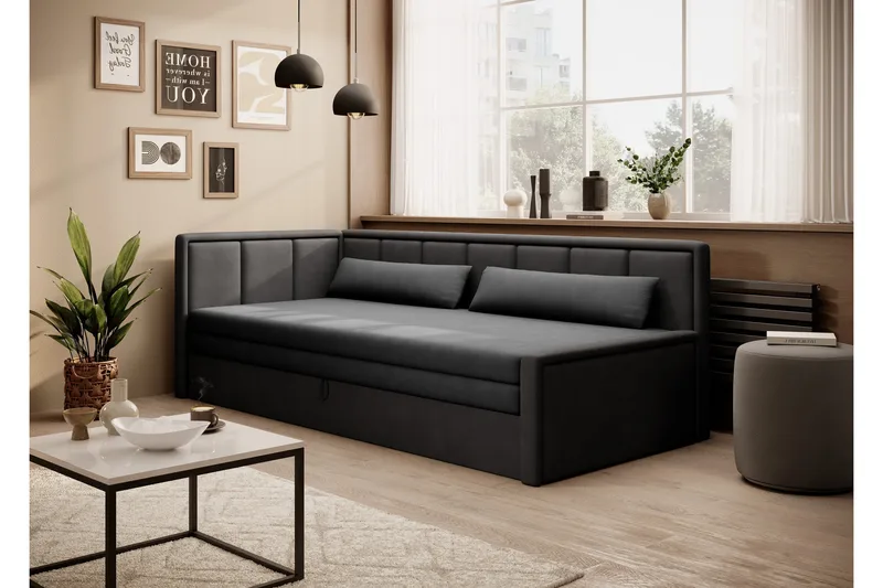 Mansuri 3-sits Bäddsoffa med Förvaring, Mörkgrå