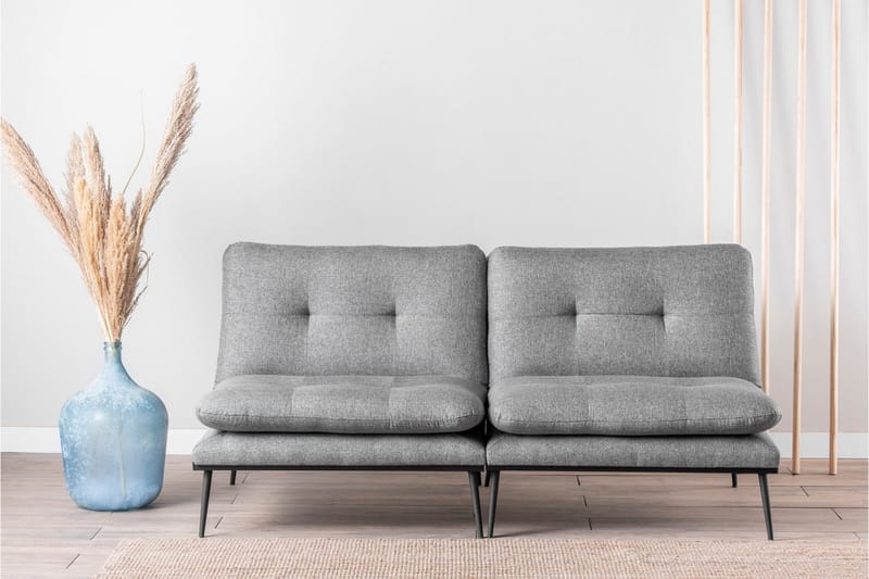 Mezonzo 2-sits Rektangulär Knappad Bäddsoffa i Tyg med Metallben - Grå - Möbler - Soffa - Bäddsoffa - 3 sits bäddsoffa