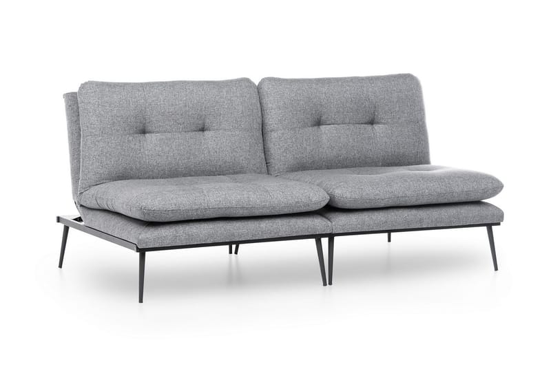 Mezonzo 2-sits Rektangulär Knappad Bäddsoffa i Tyg med Metallben - Grå - Möbler - Soffa - Bäddsoffa - 3 sits bäddsoffa