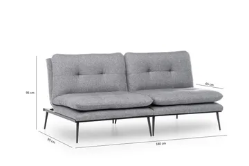Mezonzo 2-sits Rektangulär Knappad Bäddsoffa i Tyg med Metallben - Grå - Möbler - Soffa - Bäddsoffa - 3 sits bäddsoffa