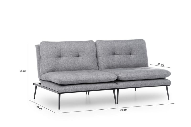 Mezonzo 2-sits Rektangulär Knappad Bäddsoffa i Tyg med Metallben - Grå - Möbler - Soffa - Bäddsoffa - 3 sits bäddsoffa