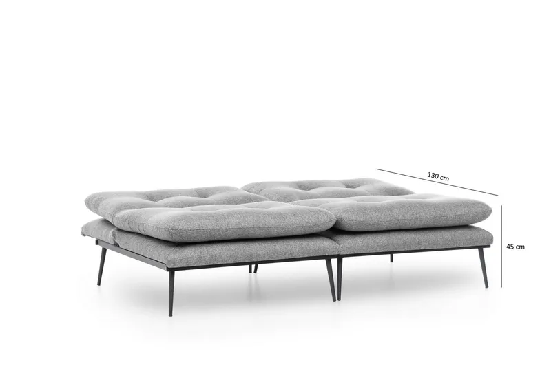Mezonzo 2-sits Rektangulär Knappad Bäddsoffa i Tyg med Metallben - Grå - Möbler - Soffa - Bäddsoffa - 3 sits bäddsoffa