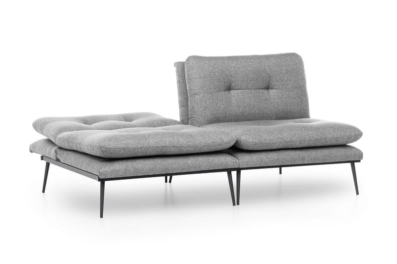 Mezonzo 2-sits Rektangulär Knappad Bäddsoffa i Tyg med Metallben - Grå - Möbler - Soffa - Bäddsoffa - 3 sits bäddsoffa