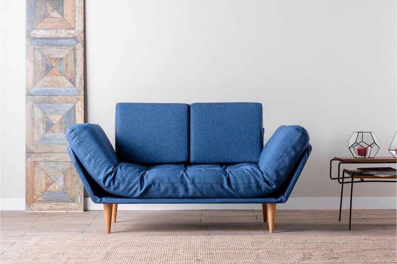 Mezonzo 3-sits Fällbar Längsbäddad Bäddsoffa 70x200 cm i Tyg - Blå - Möbler - Soffa - Bäddsoffa - 3 sits bäddsoffa