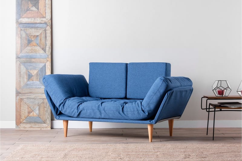 Mezonzo 3-sits Fällbar Längsbäddad Bäddsoffa 70x200 cm i Tyg - Blå - Möbler - Soffa - Bäddsoffa - 3 sits bäddsoffa