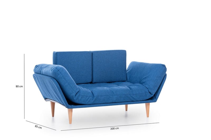 Mezonzo 3-sits Fällbar Längsbäddad Bäddsoffa 70x200 cm i Tyg - Blå - Möbler - Soffa - Bäddsoffa - 3 sits bäddsoffa