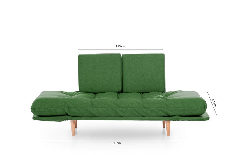 Mezonzo 3-sits Fällbar Längsbäddad Bäddsoffa 70x200 cm i Tyg - Grön - Möbler - Soffa - Bäddsoffa - 3 sits bäddsoffa