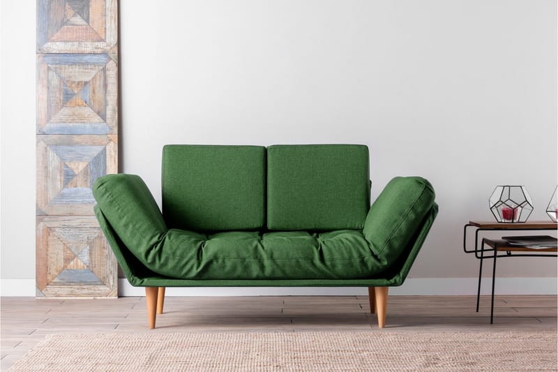 Mezonzo 3-sits Fällbar Längsbäddad Bäddsoffa 70x200 cm i Tyg - Grön - Möbler - Soffa - Bäddsoffa - 3 sits bäddsoffa