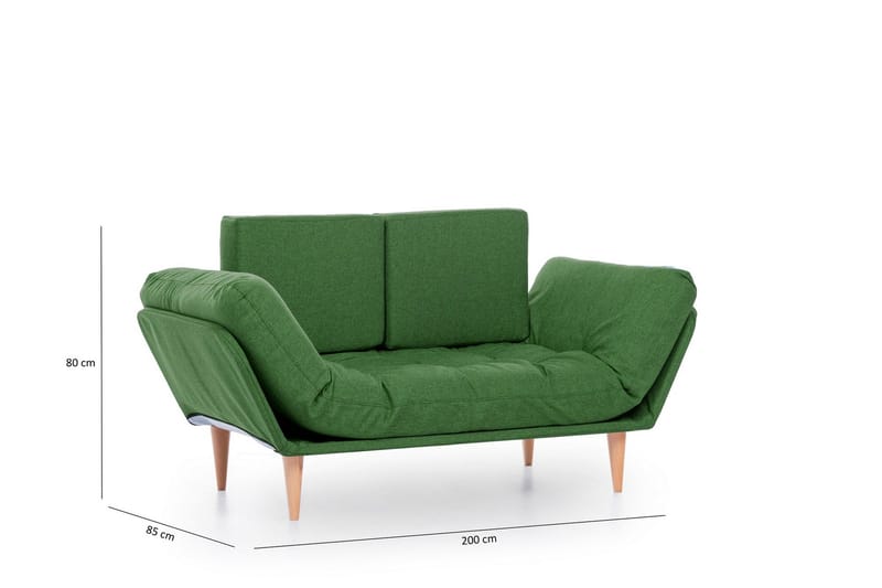 Mezonzo 3-sits Fällbar Längsbäddad Bäddsoffa 70x200 cm i Tyg - Grön - Möbler - Soffa - Bäddsoffa - 3 sits bäddsoffa