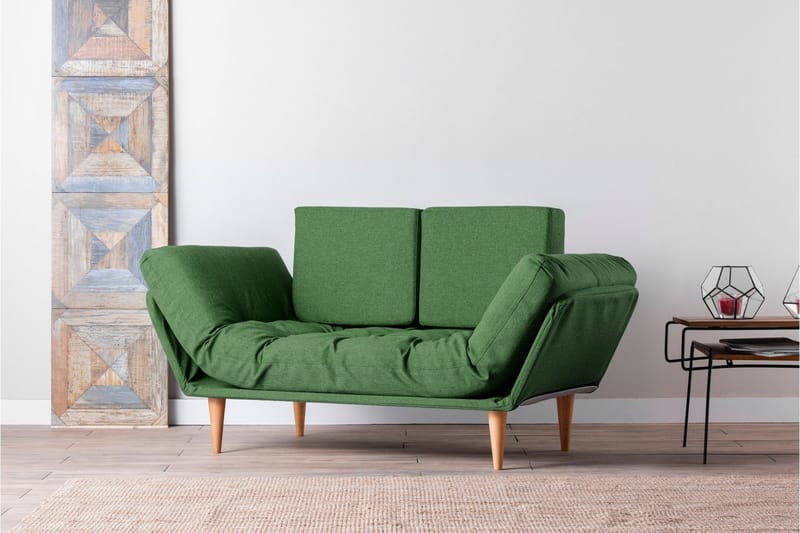 Mezonzo 3-sits Fällbar Längsbäddad Bäddsoffa 70x200 cm i Tyg - Grön - Möbler - Soffa - Bäddsoffa - 3 sits bäddsoffa