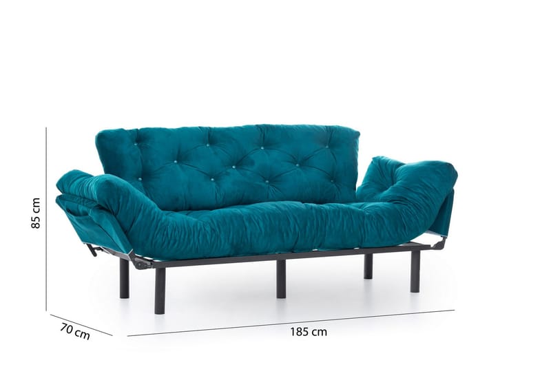 Mezonzo 3-sits Längsbäddad Bäddsoffa Fällbar 70x225 cm i Tyg - Grön - Möbler - Soffa - Bäddsoffa - 3 sits bäddsoffa