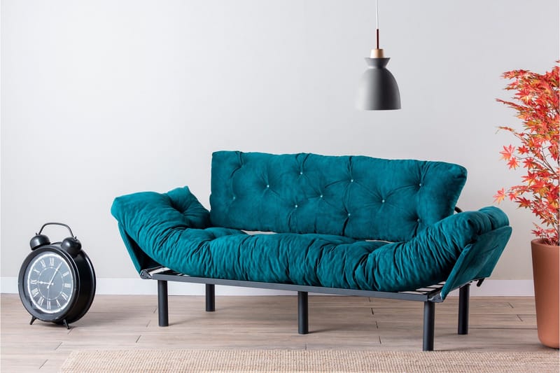 Mezonzo 3-sits Längsbäddad Bäddsoffa Fällbar 70x225 cm i Tyg - Grön - Möbler - Soffa - Bäddsoffa - 3 sits bäddsoffa