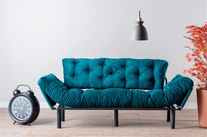 Mezonzo 3-sits Längsbäddad Bäddsoffa Fällbar 70x225 cm i Tyg - Grön - Möbler - Soffa - Bäddsoffa - 3 sits bäddsoffa