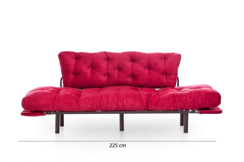Mezonzo 3-sits Längsbäddad Bäddsoffa Fällbar 70x225 cm i Tyg - Röd - Möbler - Soffa - Bäddsoffa - 3 sits bäddsoffa