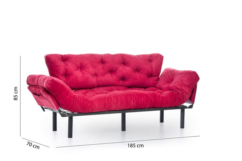 Mezonzo 3-sits Längsbäddad Bäddsoffa Fällbar 70x225 cm i Tyg - Röd - Möbler - Soffa - Bäddsoffa - 3 sits bäddsoffa
