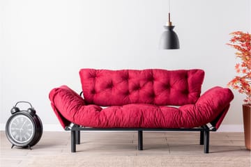 Mezonzo 3-sits Längsbäddad Bäddsoffa Fällbar 70x225 cm i Tyg - Röd - Möbler - Soffa - Bäddsoffa - 3 sits bäddsoffa