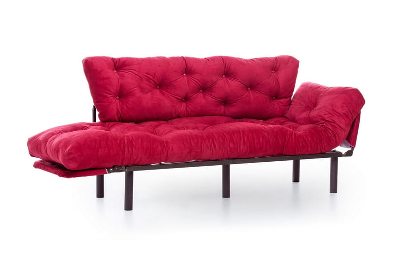 Mezonzo 3-sits Längsbäddad Bäddsoffa Fällbar 70x225 cm i Tyg - Röd - Möbler - Soffa - Bäddsoffa - 3 sits bäddsoffa