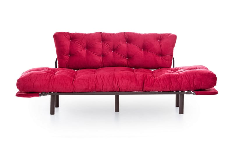 Mezonzo 3-sits Längsbäddad Bäddsoffa Fällbar 70x225 cm i Tyg - Röd - Möbler - Soffa - Bäddsoffa - 3 sits bäddsoffa
