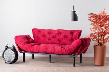 Mezonzo 3-sits Längsbäddad Bäddsoffa Fällbar 70x225 cm i Tyg - Röd - Möbler - Soffa - Bäddsoffa - 3 sits bäddsoffa