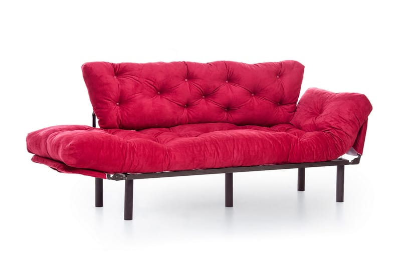 Mezonzo 3-sits Längsbäddad Bäddsoffa Fällbar 70x225 cm i Tyg - Röd - Möbler - Soffa - Bäddsoffa - 3 sits bäddsoffa