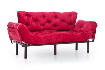 Mezonzo 3-sits Längsbäddad Bäddsoffa Fällbar 70x225 cm i Tyg - Röd - Möbler - Soffa - Bäddsoffa - 3 sits bäddsoffa