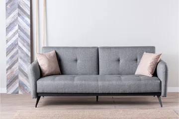 Mezonzo 3-sits Rektangulär Längsbäddad Bäddsoffa 125x190 cm i Tyg - Grå - Möbler - Soffa - Bäddsoffa - 3 sits bäddsoffa