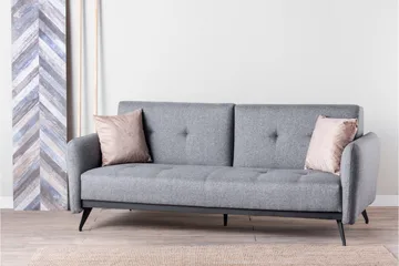Mezonzo 3-sits Rektangulär Längsbäddad Bäddsoffa 125x190 cm i Tyg - Grå - Möbler - Soffa - Bäddsoffa - 3 sits bäddsoffa