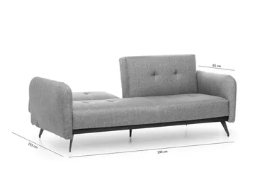 Mezonzo 3-sits Rektangulär Längsbäddad Bäddsoffa 125x190 cm i Tyg - Grå - Möbler - Soffa - Bäddsoffa - 3 sits bäddsoffa
