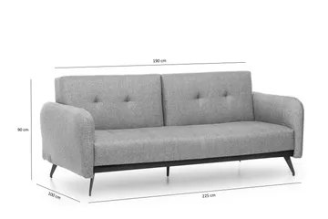 Mezonzo 3-sits Rektangulär Längsbäddad Bäddsoffa 125x190 cm i Tyg - Grå - Möbler - Soffa - Bäddsoffa - 3 sits bäddsoffa