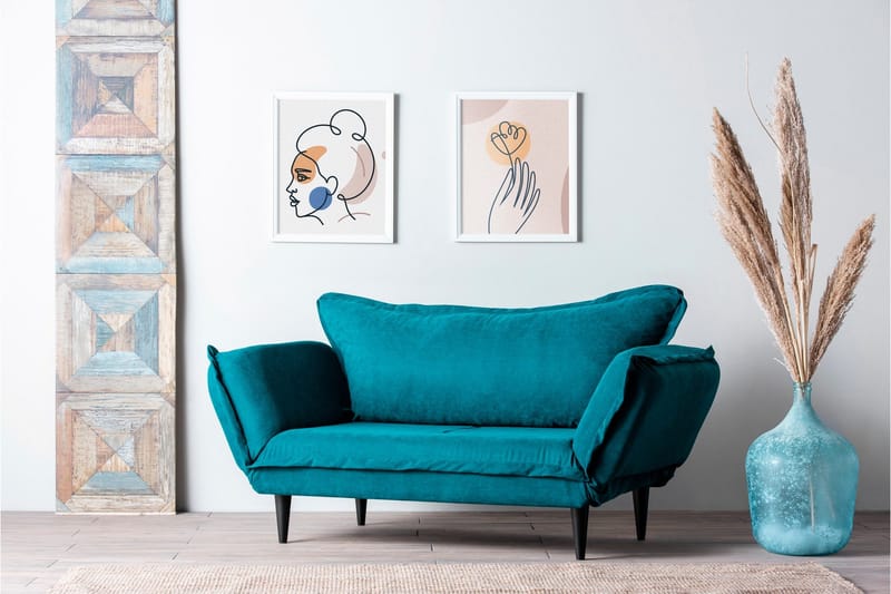 Mezonzo 3-sits Rektangulär Längsbäddad Bäddsoffa 50x190 cm i Tyg - Grön - Möbler - Soffa - Bäddsoffa - 3 sits bäddsoffa