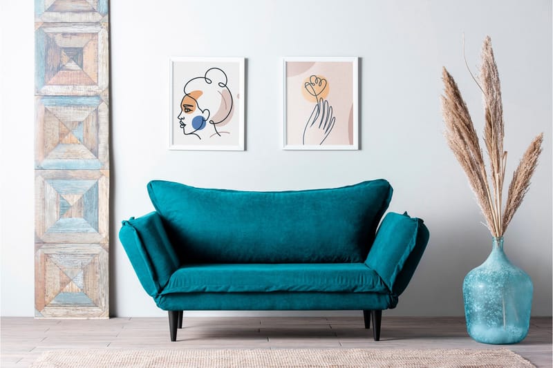 Mezonzo 3-sits Rektangulär Längsbäddad Bäddsoffa 50x190 cm i Tyg - Grön - Möbler - Soffa - Bäddsoffa - 3 sits bäddsoffa
