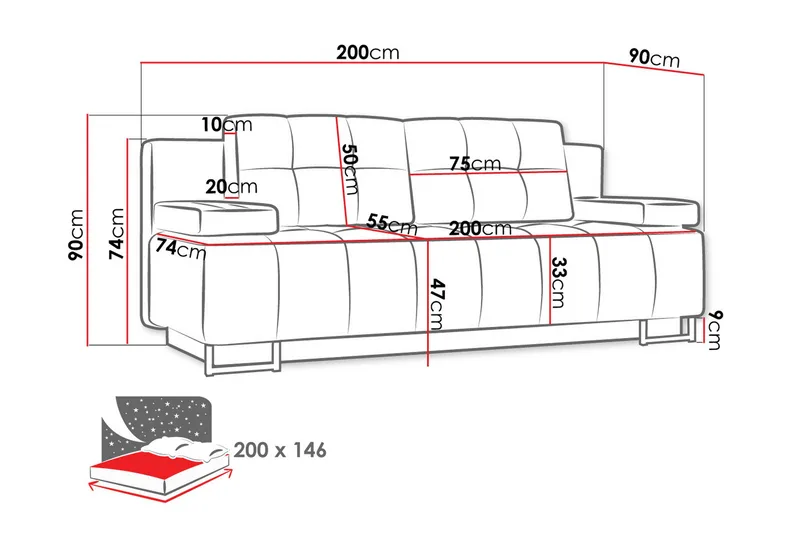 Morenia 3-sits Bäddsoffa - Brun - Möbler - Soffa - Bäddsoffa - 3 sits bäddsoffa