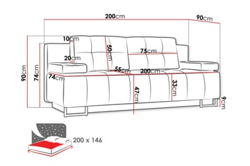 Morenia 3-sits Bäddsoffa - Grå - Möbler - Soffa - Bäddsoffa - 3 sits bäddsoffa