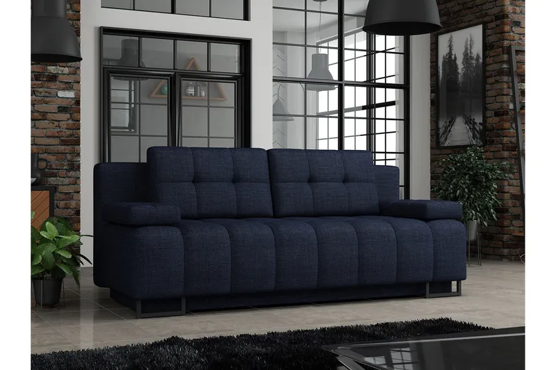 Morenia 3-sits Fällbar Bäddsoffa 146x200 cm med Förvaring i Tyg - Blå - Möbler - Soffa - Bäddsoffa - 3 sits bäddsoffa