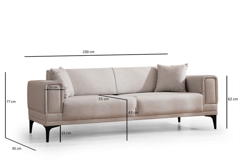 Naoko 3-sits Bäddsoffa - Beige - Möbler - Soffa - Bäddsoffa - 3 sits bäddsoffa