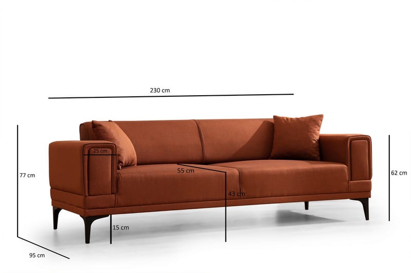 Naoko 3-sits Bäddsoffa - Röd - Möbler - Soffa - Bäddsoffa - 3 sits bäddsoffa