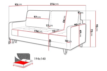 Nelas 4-sits Bäddsoffa - Blå - Möbler - Soffa - Bäddsoffa - 3 sits bäddsoffa