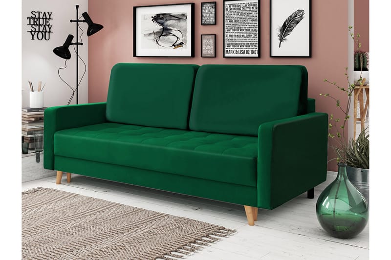Nelas 4-sits Bäddsoffa - Grön - Möbler - Soffa - Bäddsoffa - 3 sits bäddsoffa