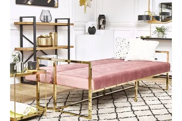 Ordsbo 3-sits Bäddsoffa - Sammet/Rosa - Möbler - Soffa - Bäddsoffa - 3 sits bäddsoffa