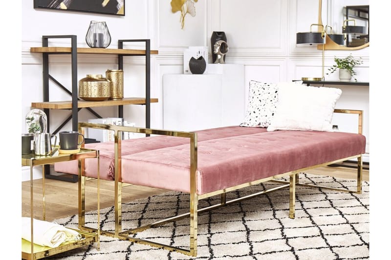 Ordsbo 3-sits Bäddsoffa - Sammet/Rosa - Möbler - Soffa - Bäddsoffa - 3 sits bäddsoffa