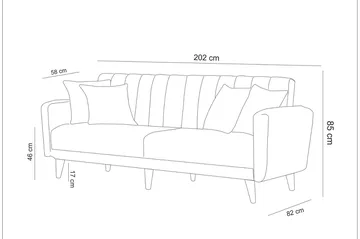 Pattyn Bäddsoffa i Tyg med Träben - Beige - Möbler - Soffa - Bäddsoffa - 3 sits bäddsoffa