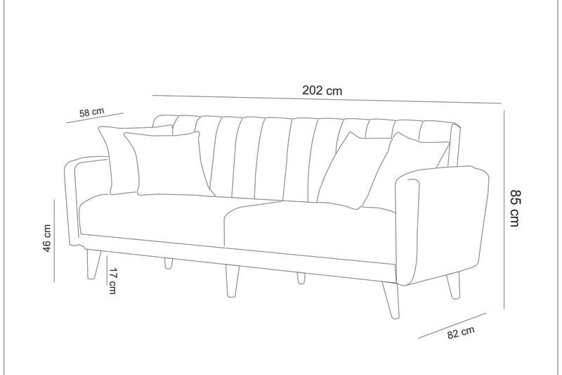 Pattyn Bäddsoffa i Tyg med Träben - Beige - Möbler - Soffa - Bäddsoffa - 3 sits bäddsoffa