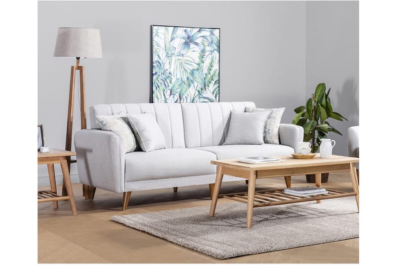 Pattyn Bäddsoffa i Tyg med Träben - Beige - Möbler - Soffa - Bäddsoffa - 3 sits bäddsoffa